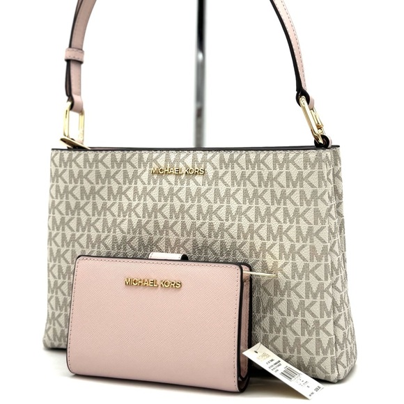 Michael Kors Trisha Triple Compartment Crossbody Bag & Bifold Zip Chain Wallet - Picture 1 of 13